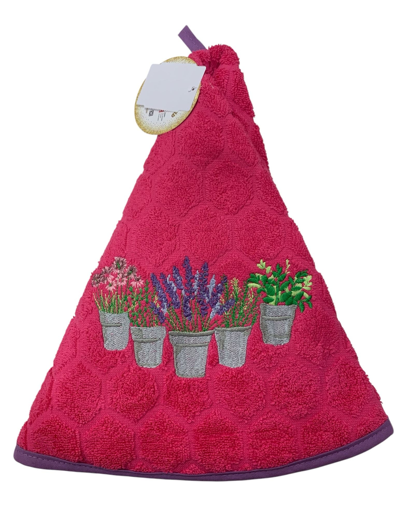 Asciugamani rotondi provenzali in spugna jacquard ricamati