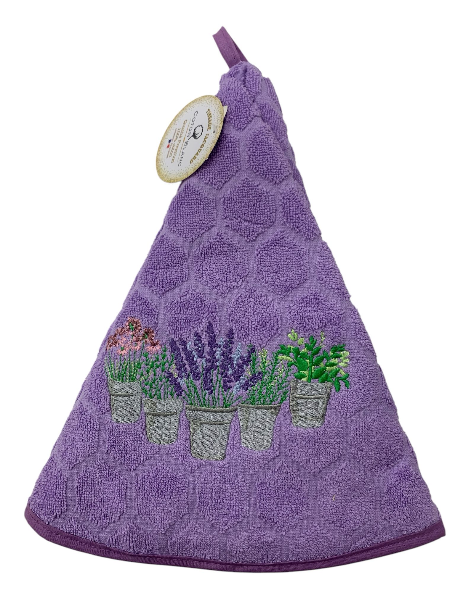 Asciugamani rotondi provenzali in spugna jacquard ricamati