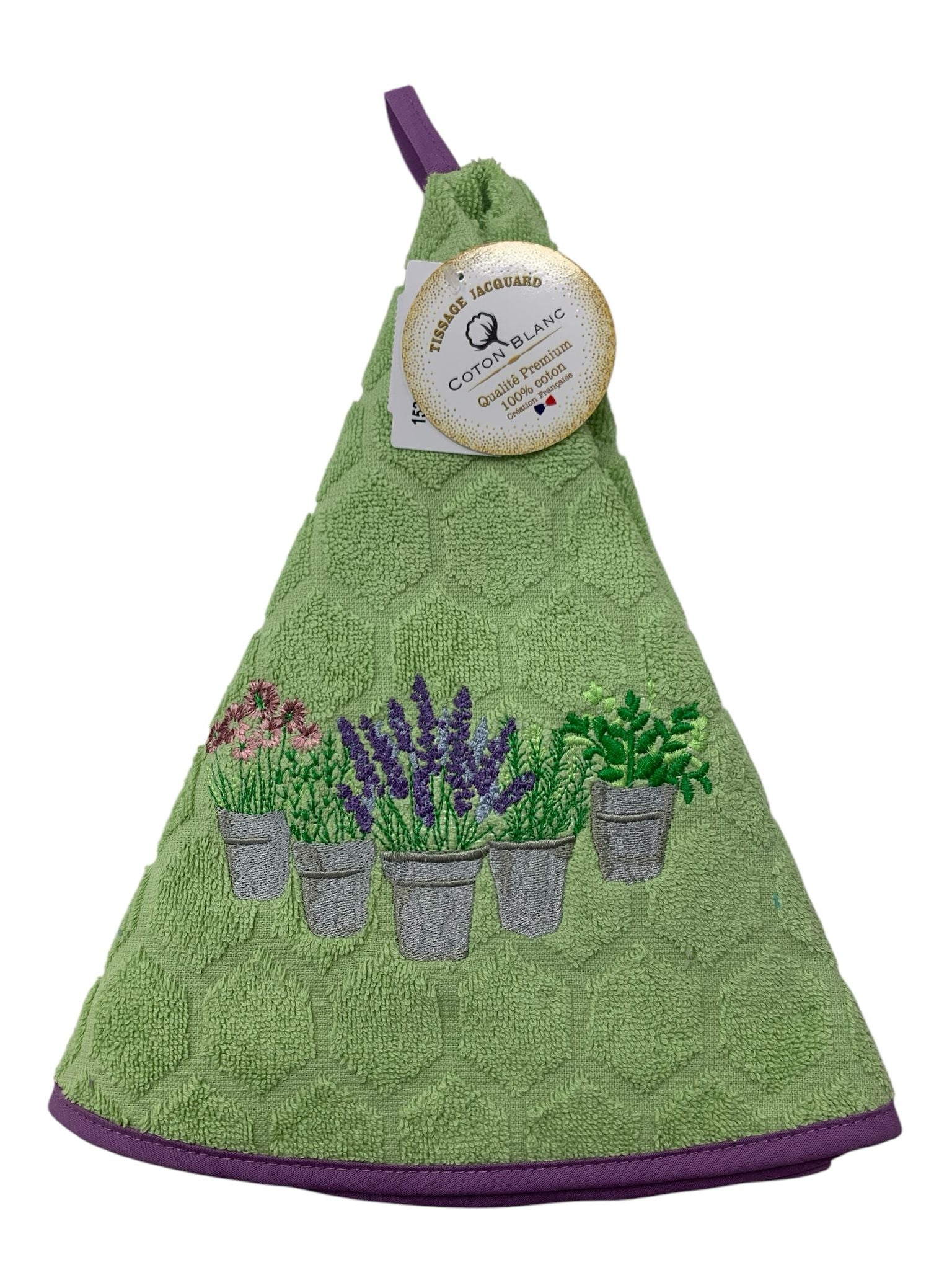 Asciugamani rotondi provenzali in spugna jacquard ricamati