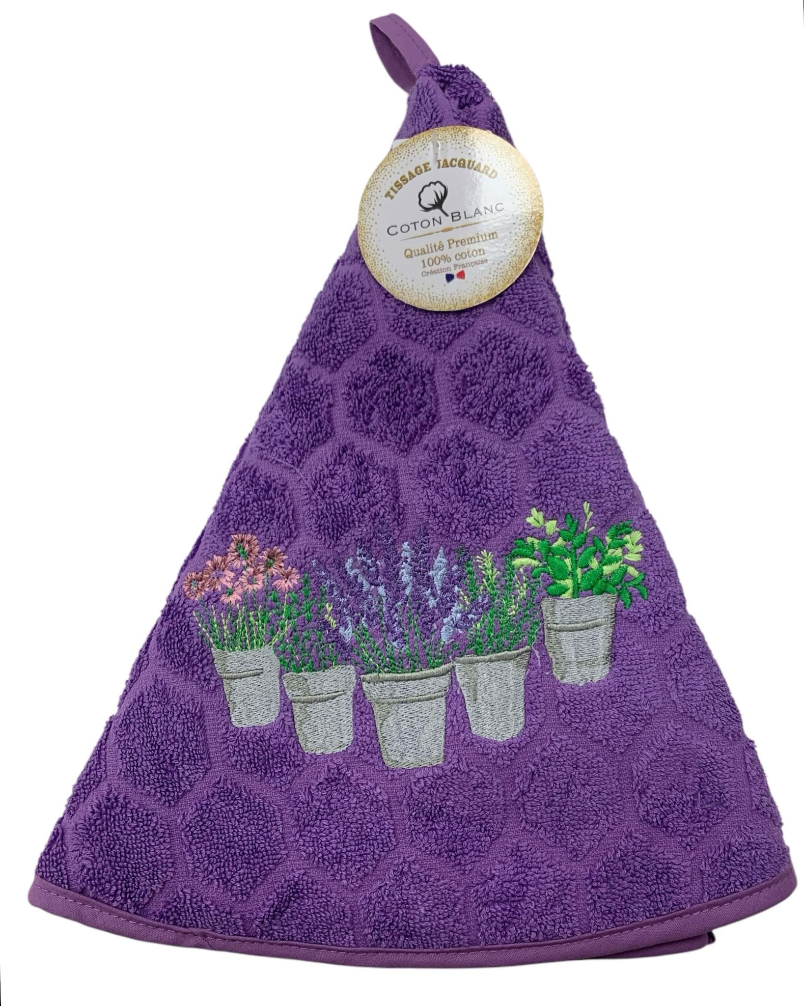 Asciugamani rotondi provenzali in spugna jacquard ricamati