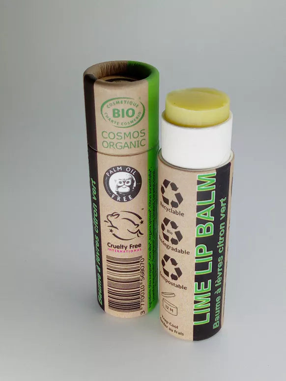 Balsamo labbra biologico idratante al lime a base di oli biologici e oli essenziali rinfrescanti, come in provenza