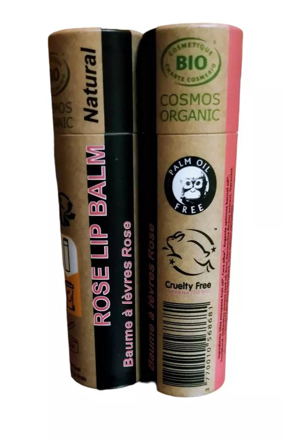 Balsamo labbra biologico idratante alla rosa a base di oli biologici e oli essenziali rinfrescanti, come in provenza