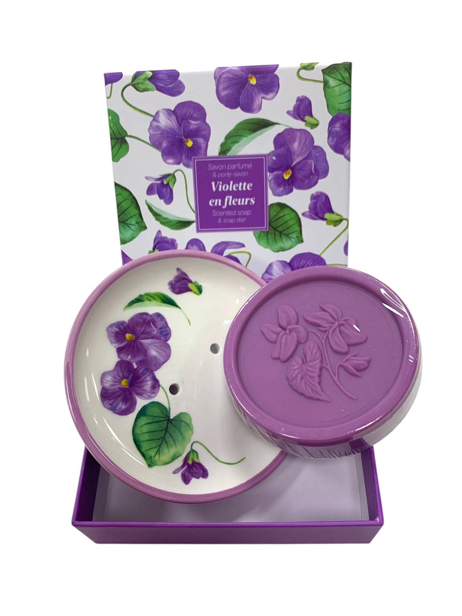 Cofanetto porta sapone e saponetta alla Violetta