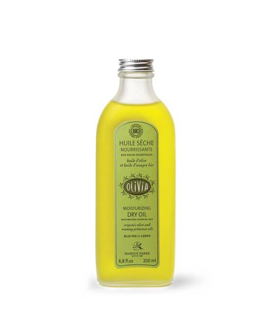 Il best-seller della linea Olivia olio secco nutriente con soli ingredienti provenienti da agricoltura biologica, prodotto da marius fabre e venduto da come in provenza rivenditore ufficiale