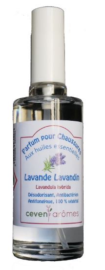 profumo spry per calzature alla lavanda, come in provenza, spray scarpe lavanda, scarpe profumate, prodotti naturali per scarpe, oli essenziali per scarpe, Céven Nature, benessere dei piedi, freschezza naturale.