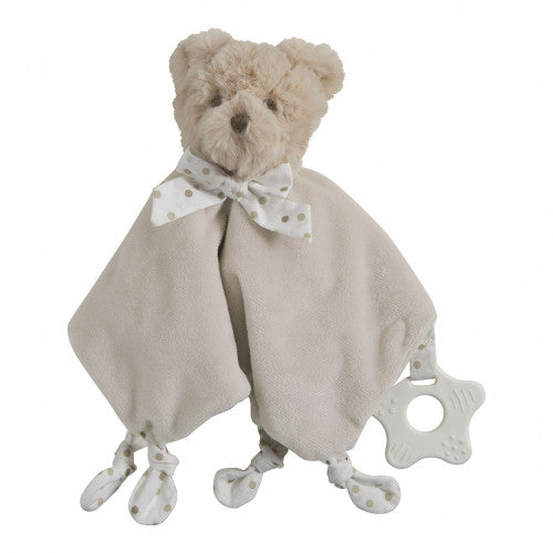 Orsetto in peluche Toudoux beige con anello da dentizione