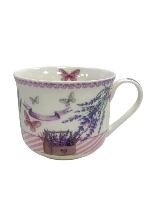 Lavender decorated breakfast cup