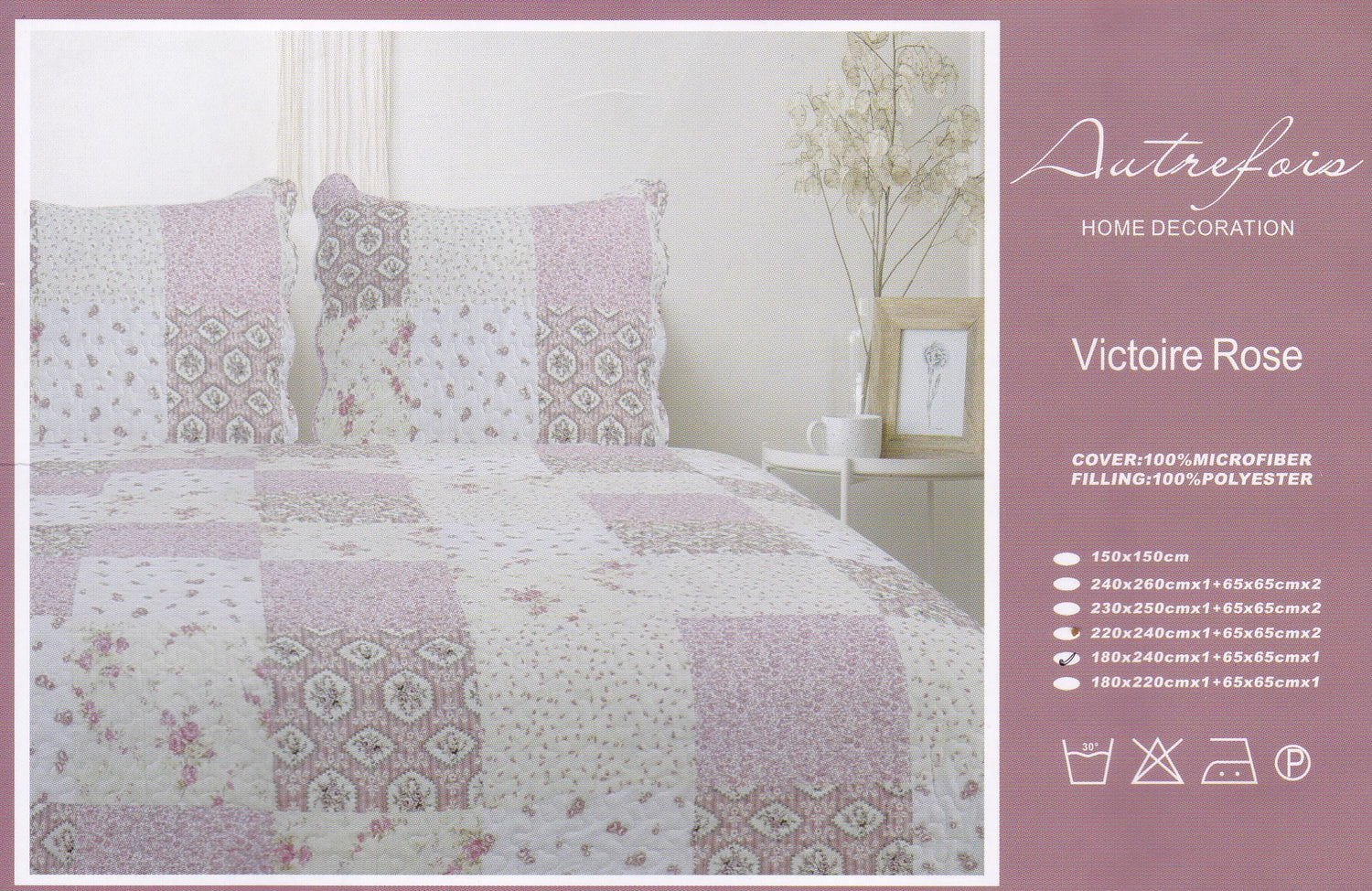 Boutis provenzale matrimoniale Autrefois Victoire Rose