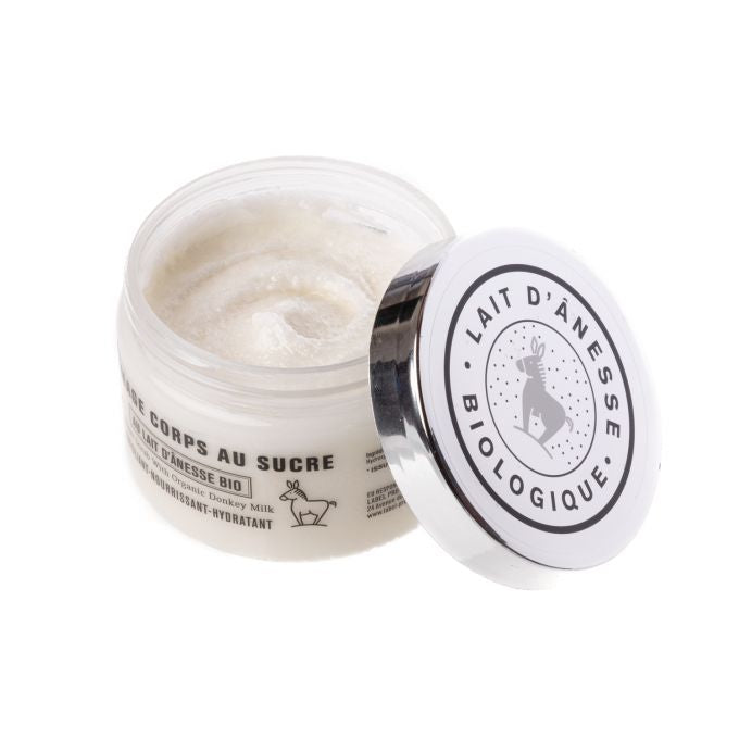 Body and face scrub with sugar and donkey milk