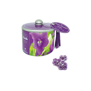 Bonbons alla violetta in confezione di metallo da 85 gr, come in provenza