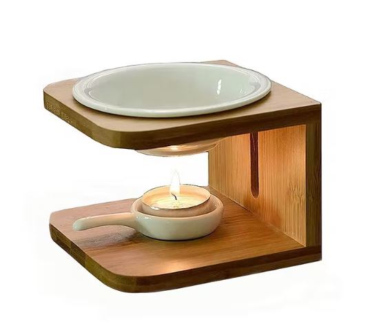 brucia incenso in legno e ceramica con candela, come in provenza