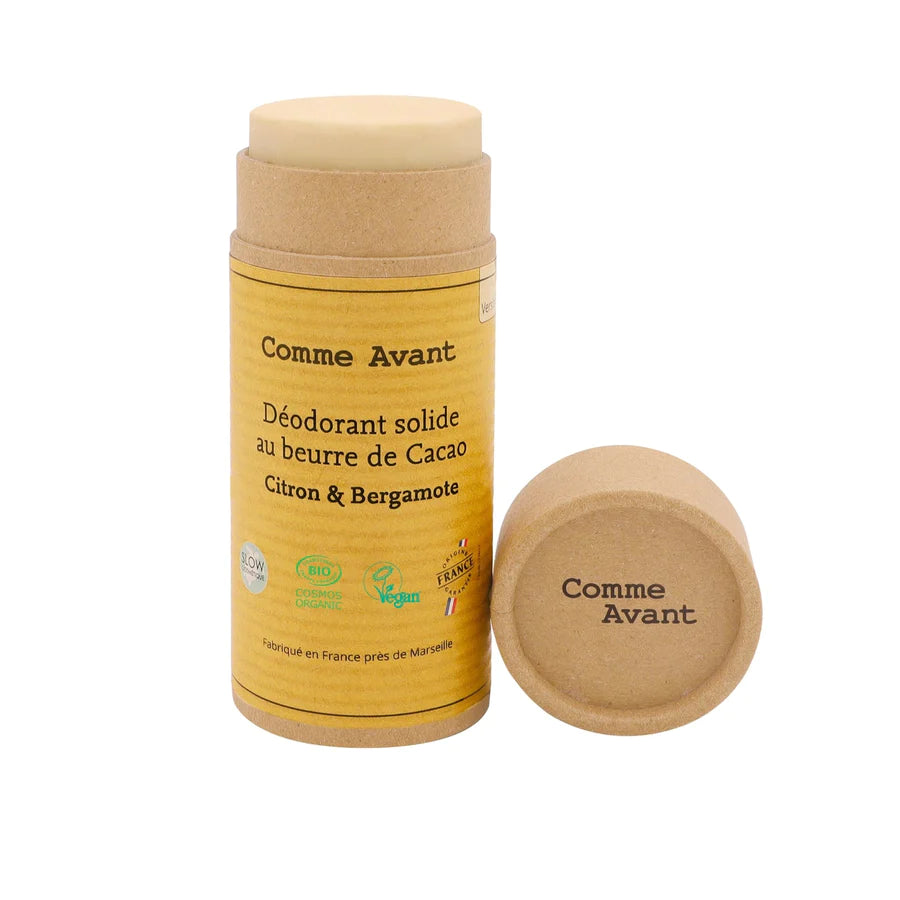 Deodorante stick dalla consistenza fondente e cremosa disponibile al naturale più tre profumazioni, prodotti naturali comme avant come in provenza