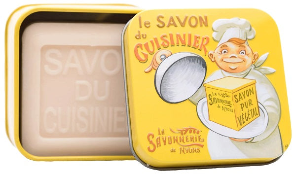 Porta sapone in latta con saponetta artigianale &quot;il Sapone del Cuoco&quot;, come in provenza