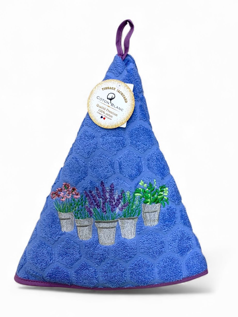 Asciugamani rotondi provenzali in spugna jacquard ricamati