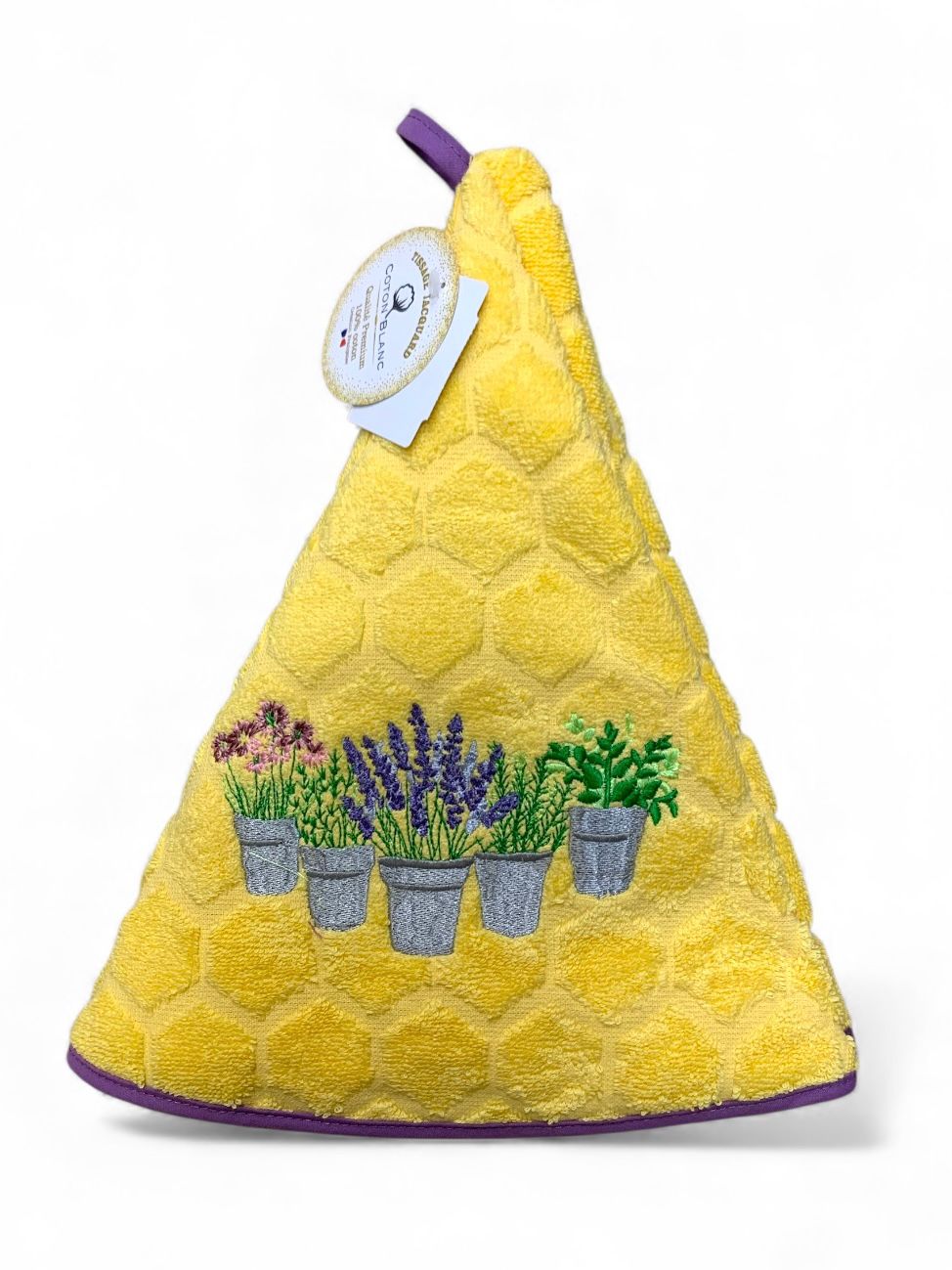 Asciugamani rotondi provenzali in spugna jacquard ricamati