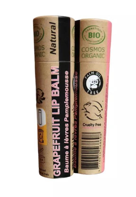Balsamo labbra biologico idratante al pompelmo rosa a base di oli biologici e oli essenziali rinfrescanti, come in provenza