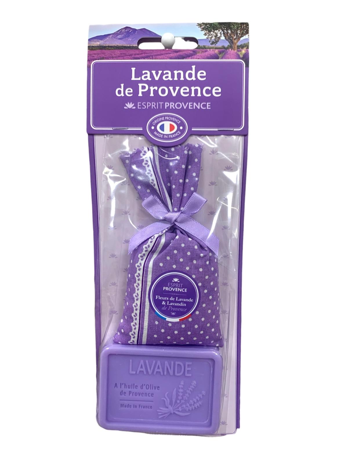 Confezione regalo un sacchetto di fiori di lavanda un sapone alla lavanda 70 gr