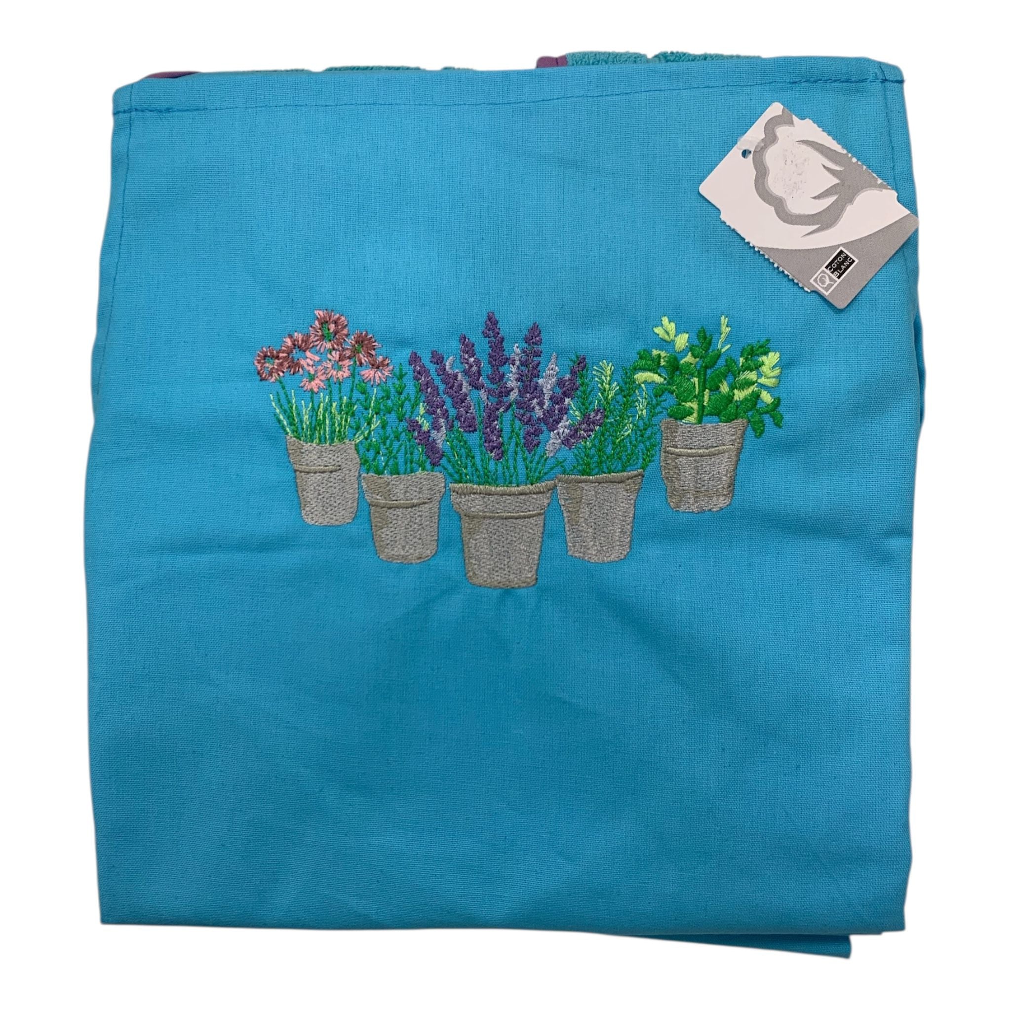 Grembiule ricamato con torchon in spugna di cotone collezione Petit Jardin