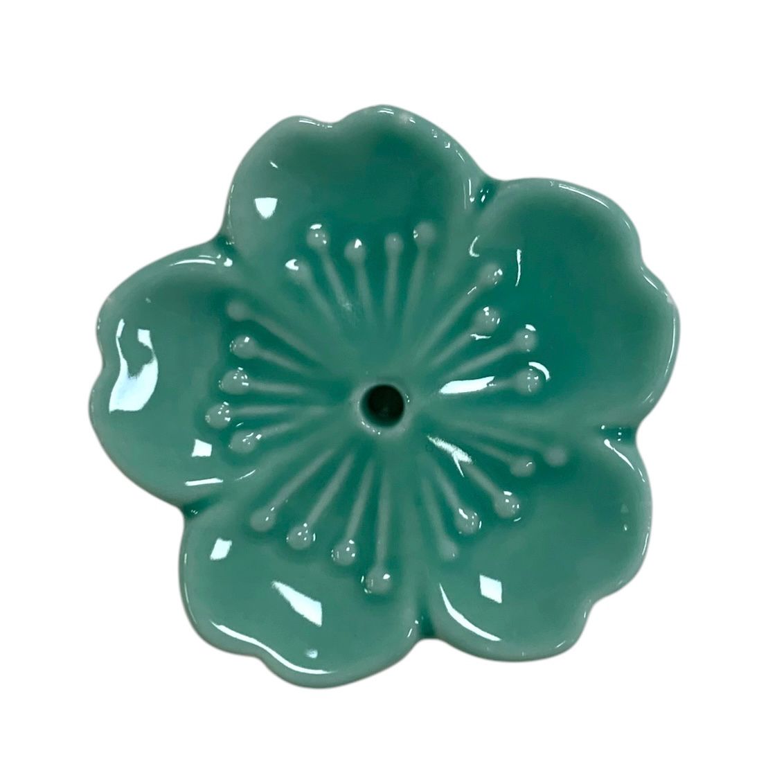porta incenso in ceramica a forma di fiore