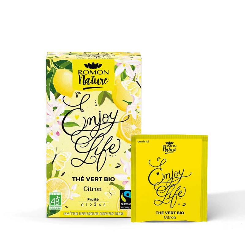 Thè verde biologico Enjoy Life con limone, zenzero e citronella