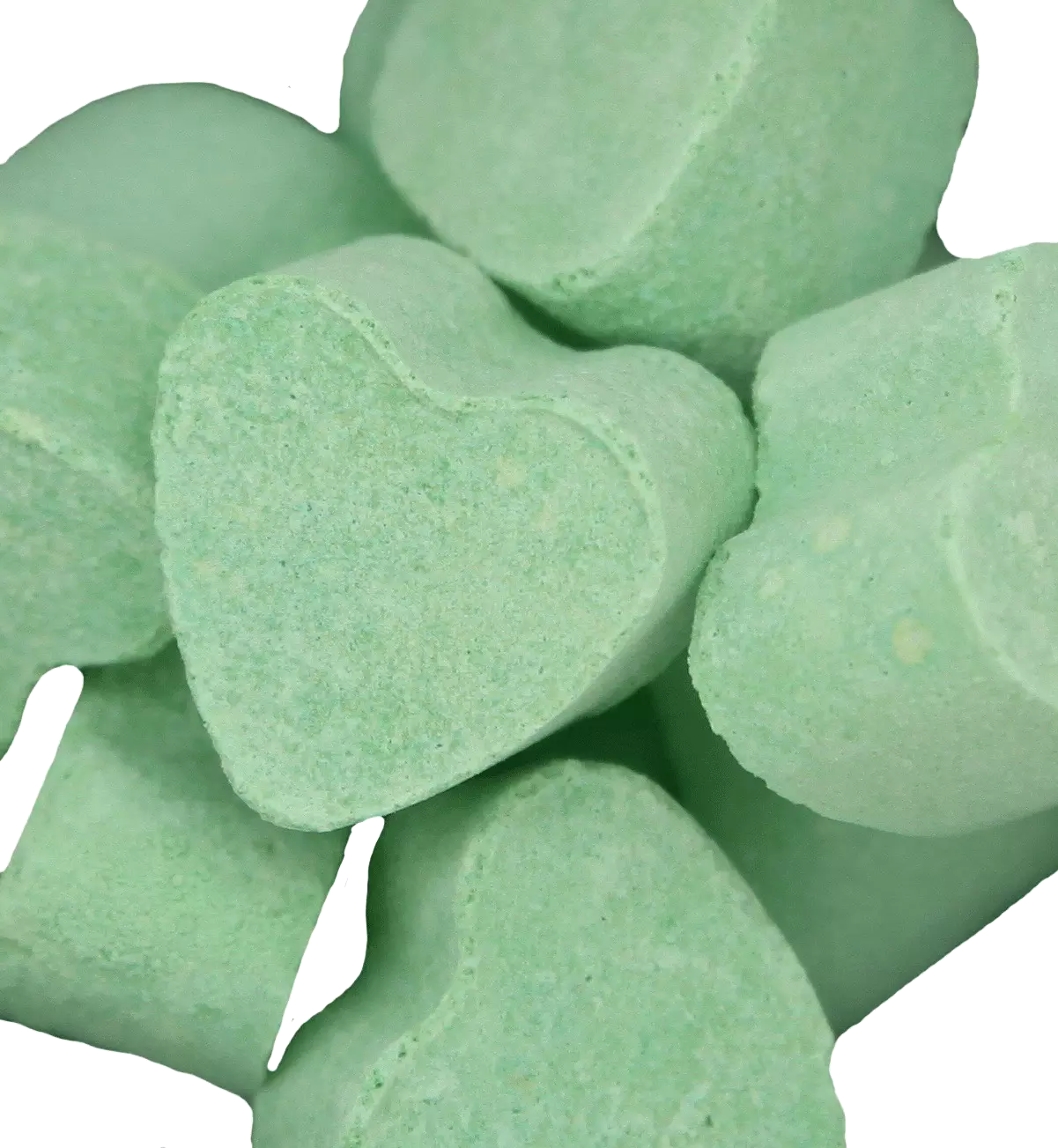 Effervescent bath hearts