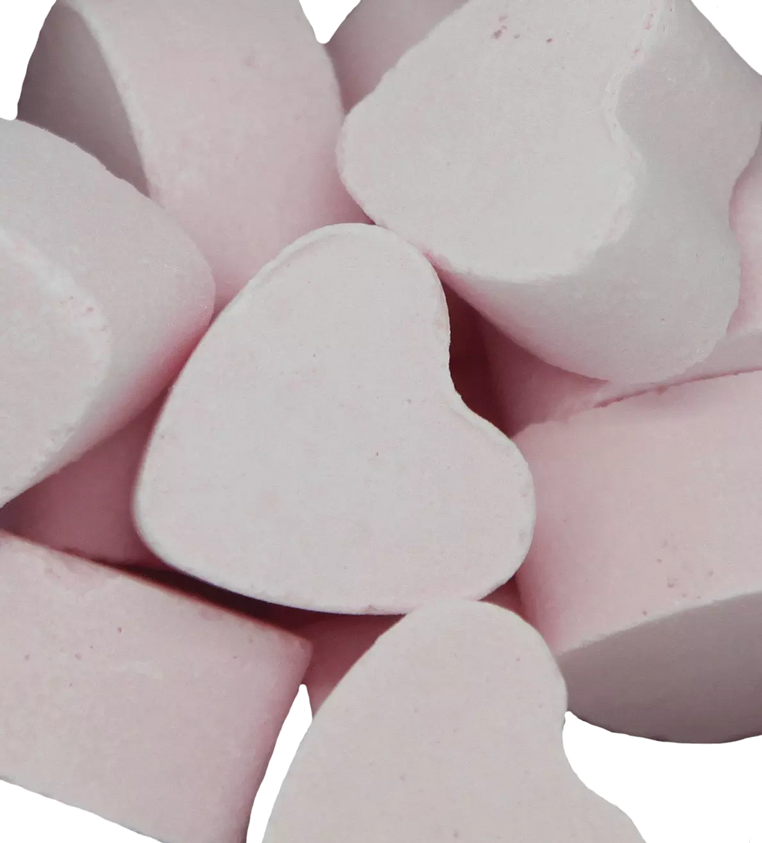 Effervescent bath hearts