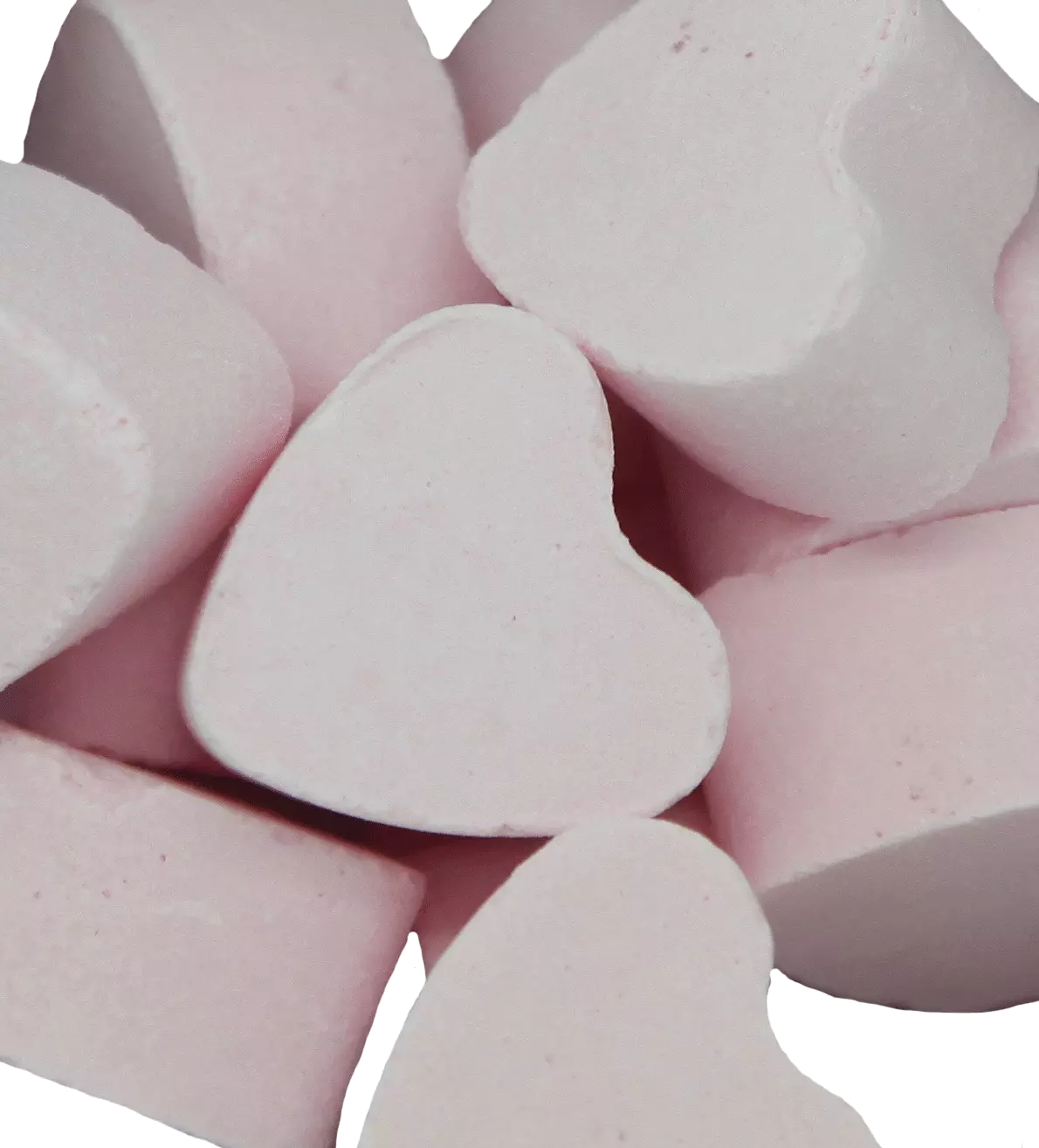 Effervescent bath hearts