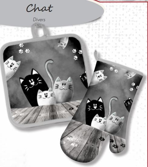 &quot;Chat&quot; Glove + Pot Holder Set